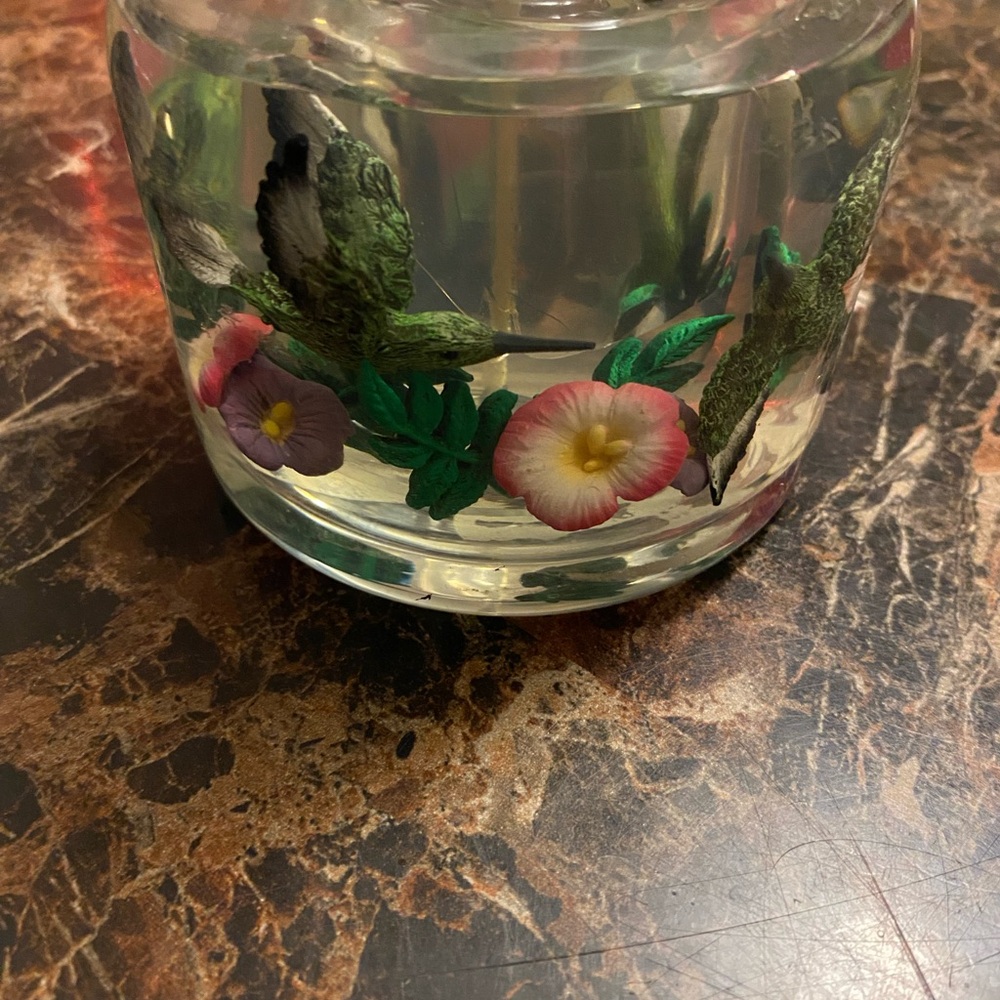 Floral Hummingbird Glass gel Candle